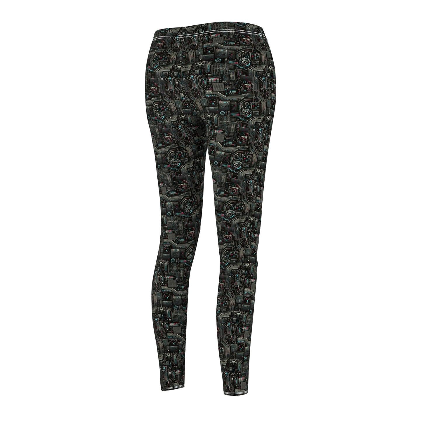 Tech Noir Aesthetics Sleek Tech Streetwear Women's Cut & Sew Casual Leggings - 8404 Design-52
