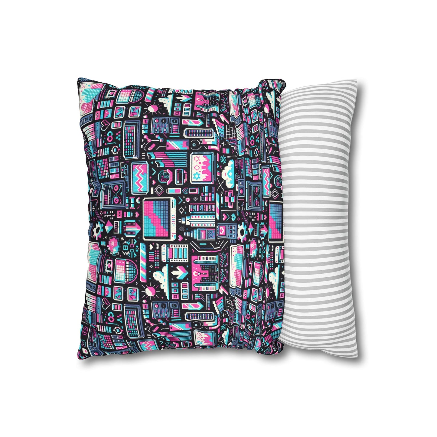 Digital Rebellion Youthful Streetwear with a Rebellious Digital Twist Spun Polyester Square Pillowcase - 8404 Design-71
