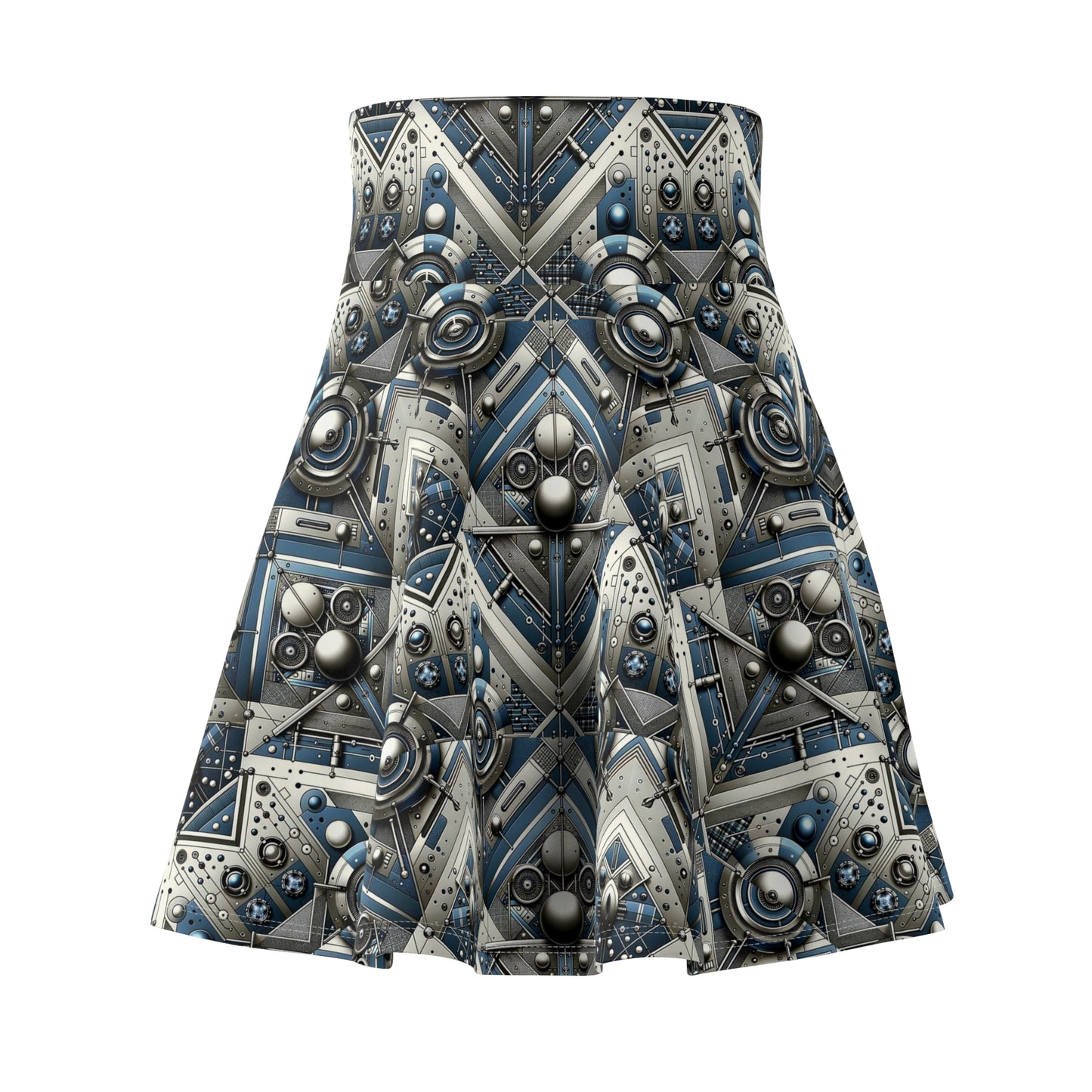 Tech Utility Fusion Tech-Forward Utility With a Futuristic Edge Women's Skater Skirt - 8404 Design-63