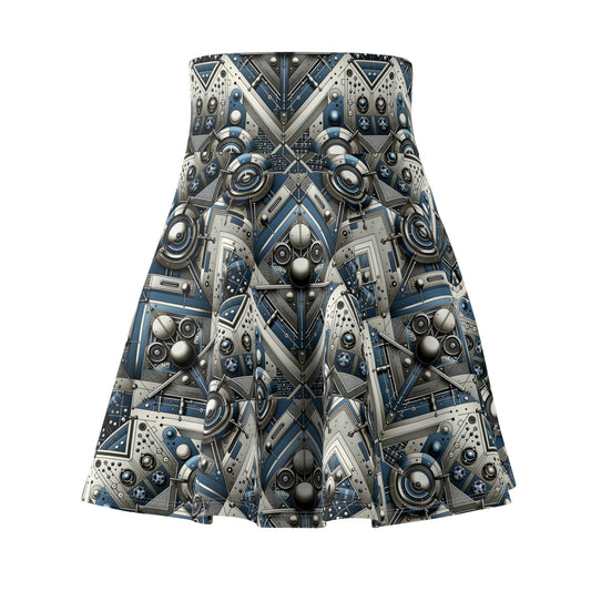 Tech Utility Fusion Tech-Forward Utility With a Futuristic Edge Women's Skater Skirt - 8404 Design-63