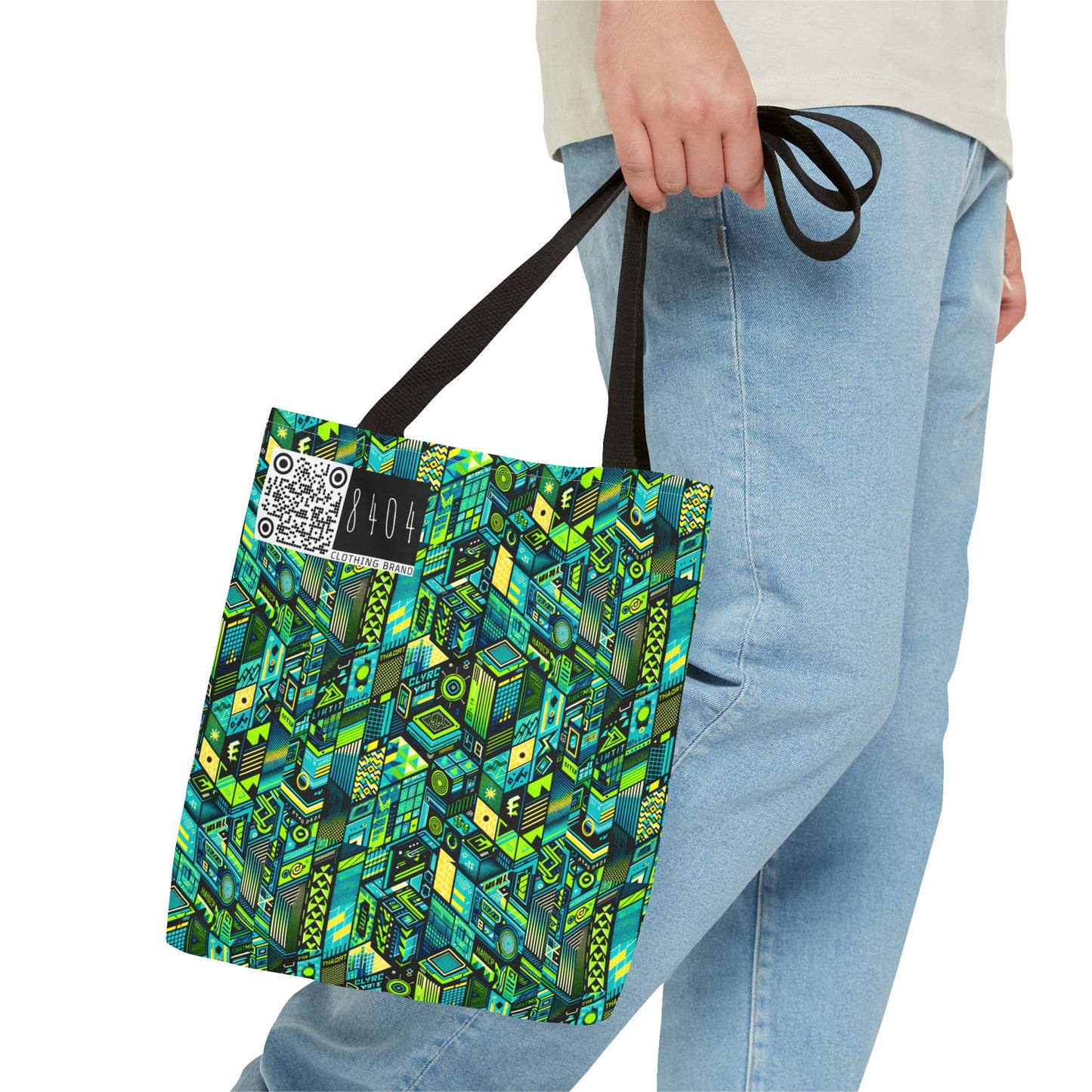 Tech-Infused Neon Tech-Forward Streetwear Tote Bag - 8404 Design-61