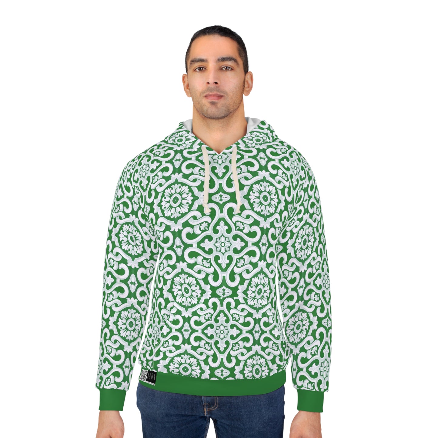 8404 Unisex Adult's "elegant Mosaic" Fashion Pullover Hoodie in Green