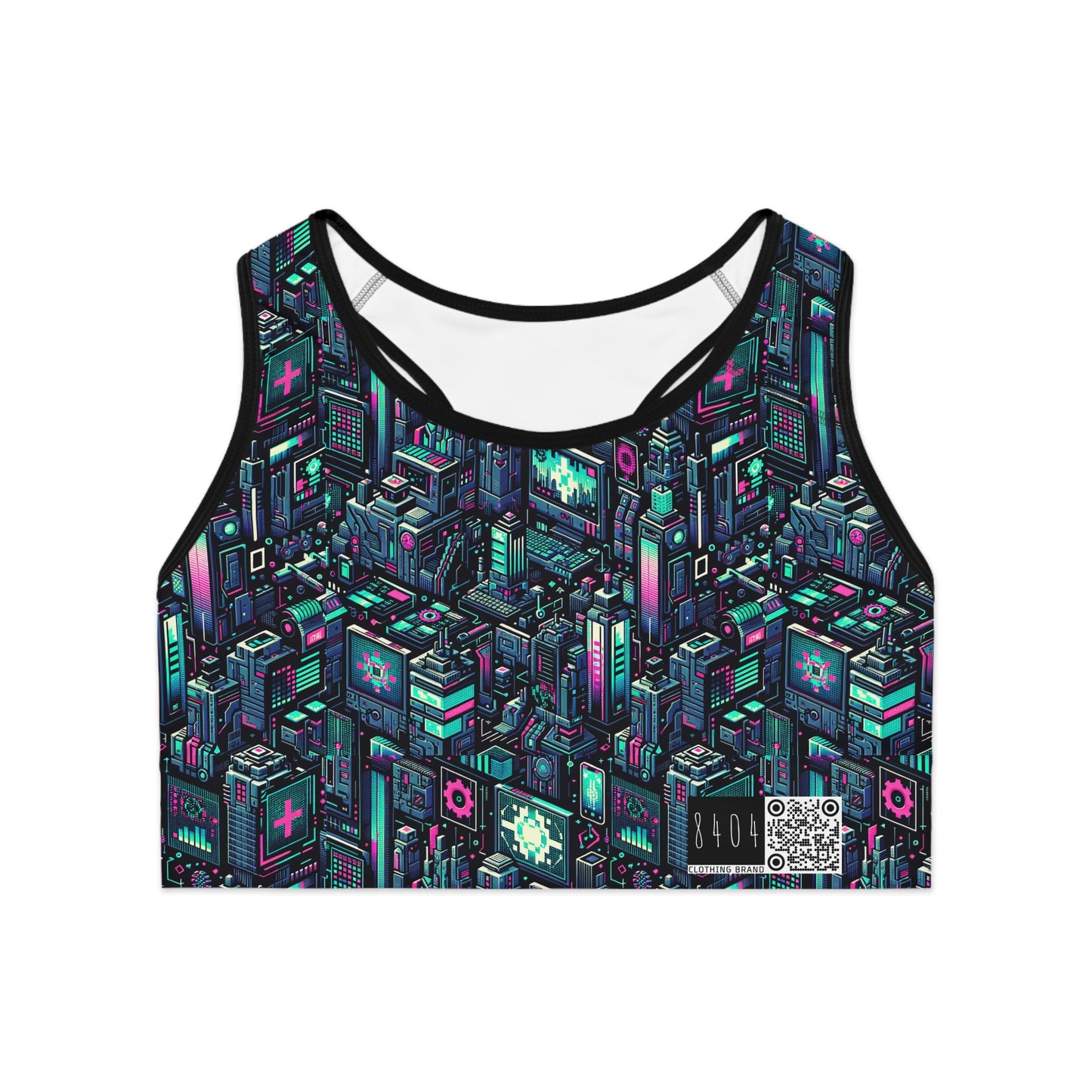 Digital Rebellion Tech-Inspired Streetwear Sports Bra - 8404 Design-58