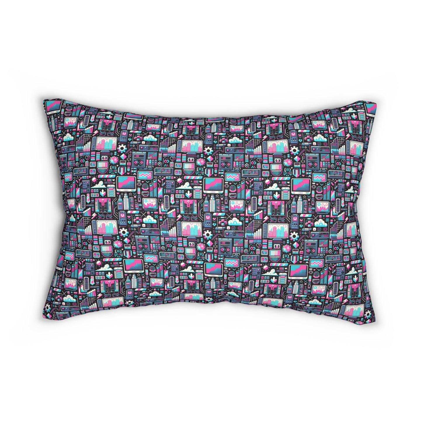 Digital Rebellion Youthful Streetwear with a Rebellious Digital Twist Spun Polyester Lumbar Pillow - 8404 Design-71 S