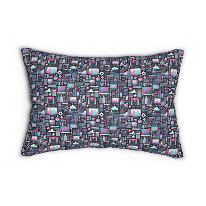 Digital Rebellion Youthful Streetwear with a Rebellious Digital Twist Spun Polyester Lumbar Pillow - 8404 Design-71 S