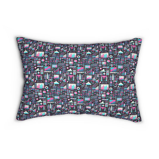 Digital Rebellion Youthful Streetwear with a Rebellious Digital Twist Spun Polyester Lumbar Pillow - 8404 Design-71 S