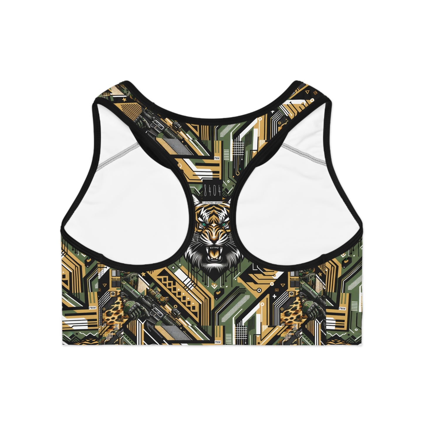 Neo-Camo Fusion Tech-Forward Streetwear Sports Bra - 8404 Design-58