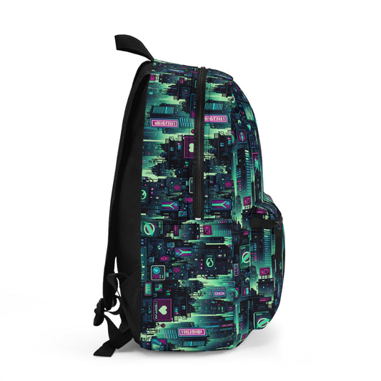 Tech Noir Graphics Futuristic Cyberpunk Backpack - 8404 Design-52