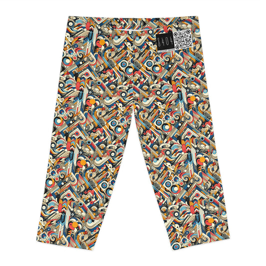 Abstract Graphic Art Modern Artistic Expression Women's Capri Leggings - 8404 Design-62