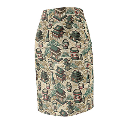 Cultural Artisanal Fusion Contemporary Cultural Elegance Women's Pencil Skirt - 8404 Design-68