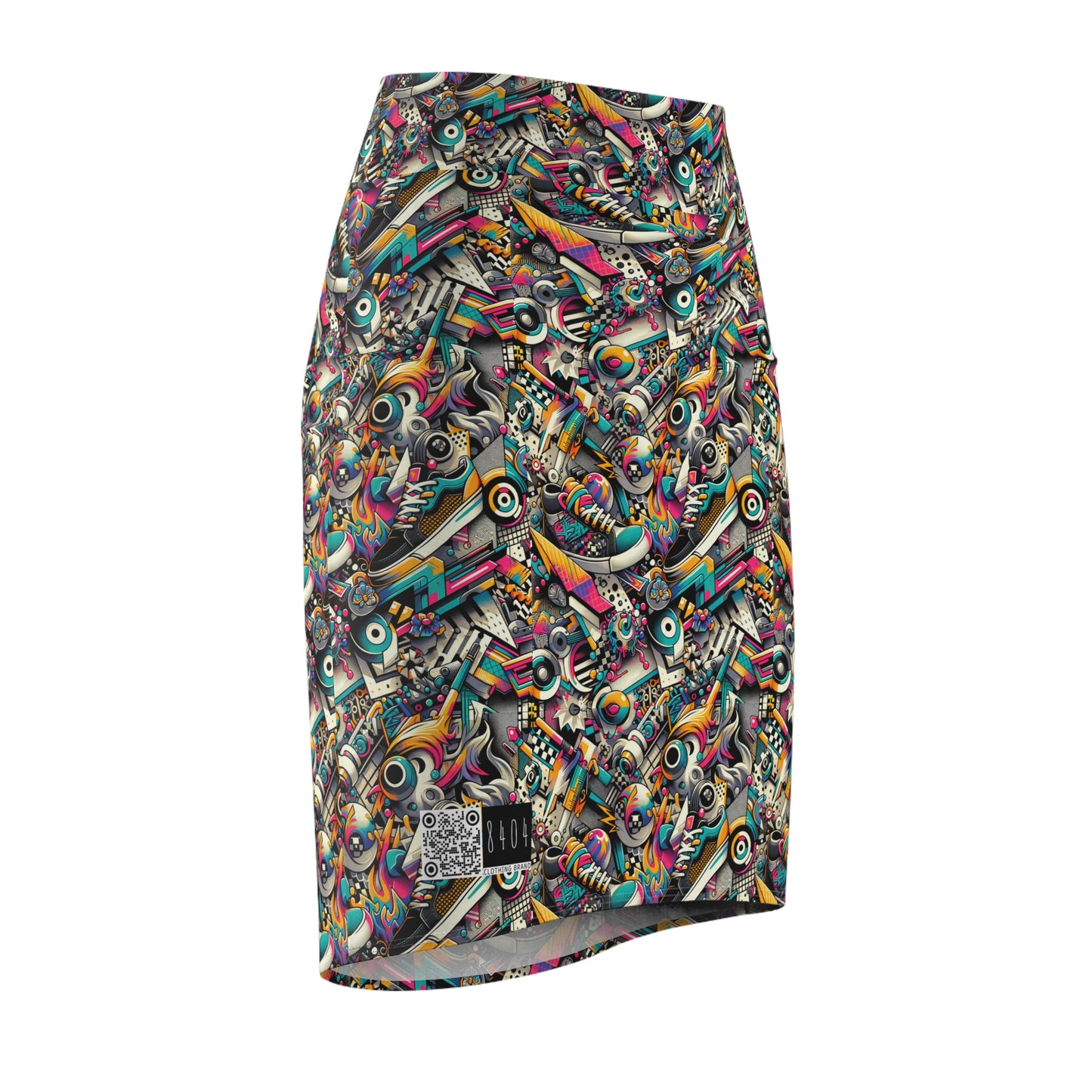 Urban Graffiti Fusion Eclectic Street Art Meets Modern Tech Culture Women's Pencil Skirt - 8404 Design-55
