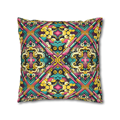 Neon Pop Art Revival Pop Culture Retro Spun Polyester Square Pillowcase - 8404 Design-59