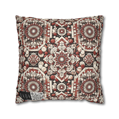 Neo Jomon Sculptural Aesthetics Artisanal Streetwear Faux Suede Square Pillowcase - 8404 Design-55