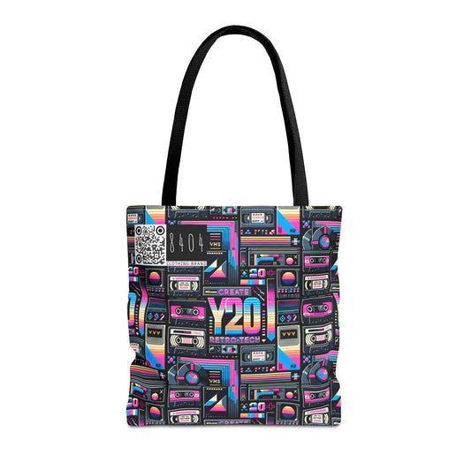 Digital Nostalgia Tech-Inspired Retro Fusion Tote Bag - 8404 Design-65