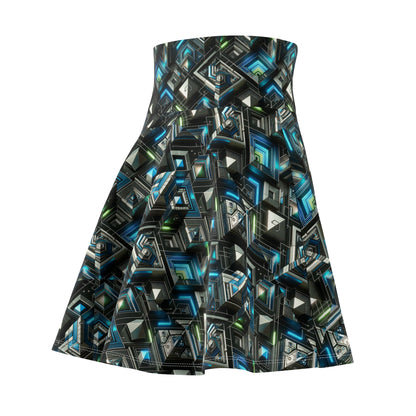 Tech-Infused Futurism Futuristic Tech Women's Skater Skirt - 8404 Design-61