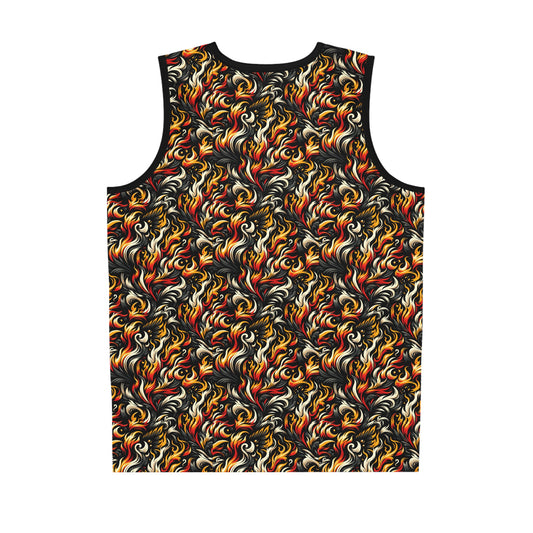 Fire & Flames Bold Streetwear Statement Basketball Jersey - 8404 Design-55