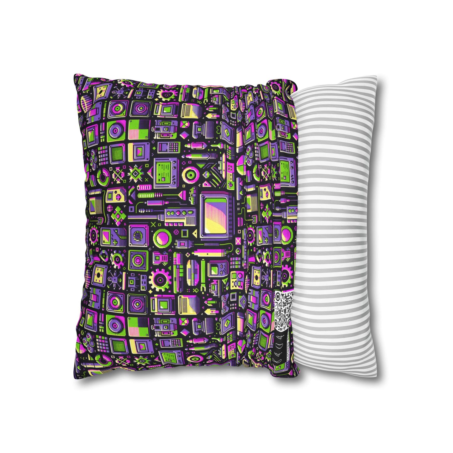 Digital Nostalgia Remix Modern Vintage Fusion Spun Polyester Square Pillowcase - 8404 Design-67