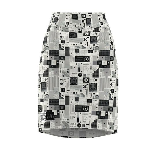 Digital Minimalism Minimalist Tech Women's Pencil Skirt - 8404 Design-50