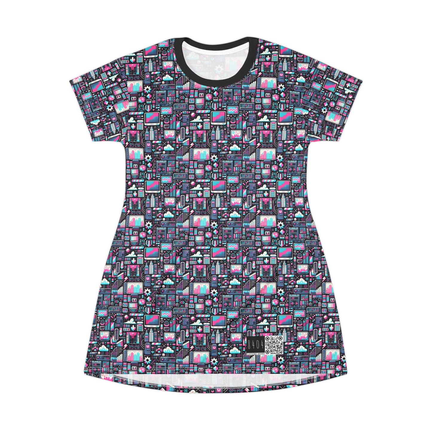 Digital Rebellion Youthful Streetwear with a Rebellious Digital Twist T-shirt Dress - 8404 Design-71