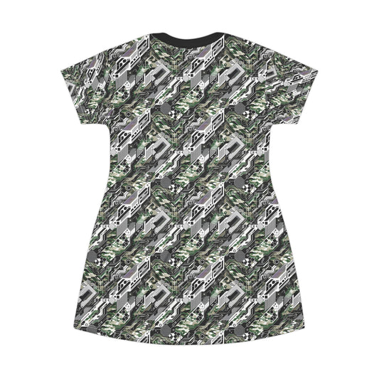 Tech Camo Fusion Tech-Forward Streetwear With a Futuristic Edge T-Shirt Dress - 8404 Design-46