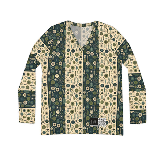 Sustainable Street Utility Sustainable Tech Streetwear Women's Long Sleeve V-Neck Shirt - 8404 Design-62