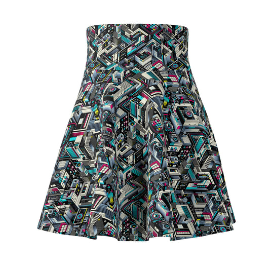 Tech-Forward Graphics Tech-Forward Streetwear Blending Human Creativity With Ai Innovation Women's Skater Skirt - 8404 Design-47