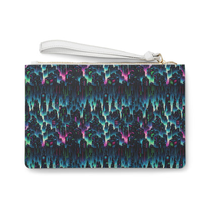 Tech Noir Graphics Cyberpunk Tech Aesthetic Clutch Bag - 8404 Design-53