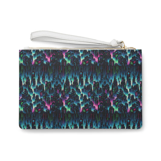 Tech Noir Graphics Cyberpunk Tech Aesthetic Clutch Bag - 8404 Design-53