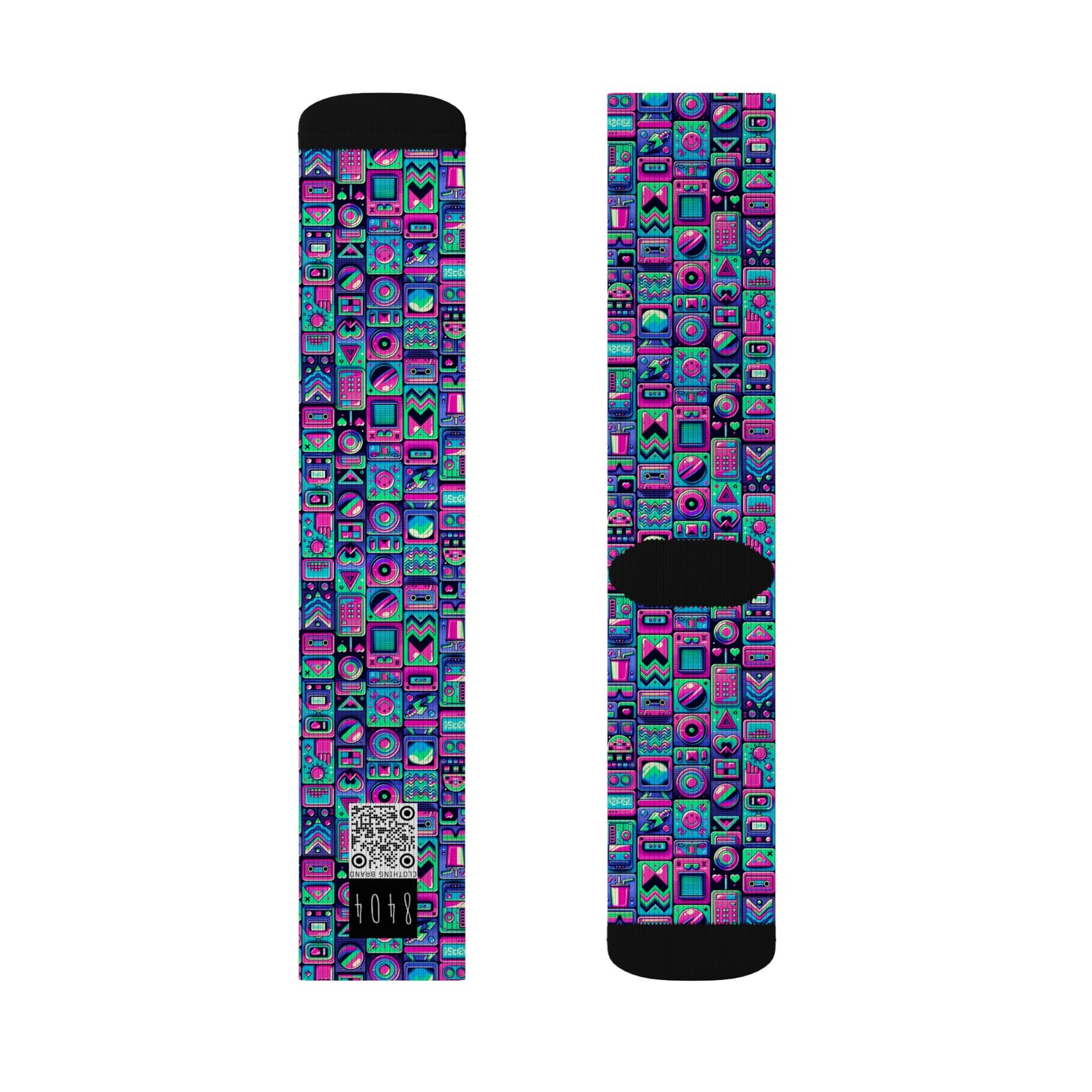 Neon Retro Revival Retro Futurism Sublimation Socks - 8404 Design-60