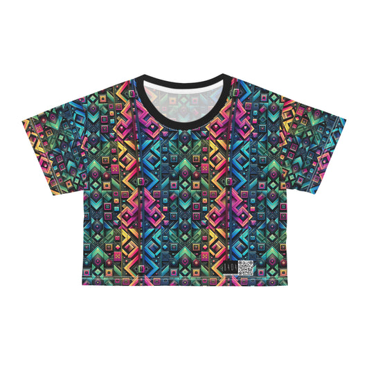 Tech-Inspired Graphics Cyberpunk Cool Crop Tee - 8404 Design-58