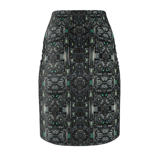 Tech Noir Tech-Forward Minimalism Women's Pencil Skirt - 8404 Design-52
