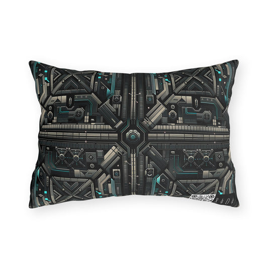 Tech Noir Futuristic Tech Aesthetic with a Dark Twist Outdoor Pillow - 8404 Design-59