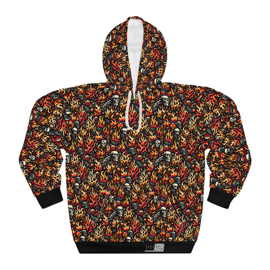 Flame Graphics Maximalist Streetwear Pullover Hoodie - 8404 Design-76