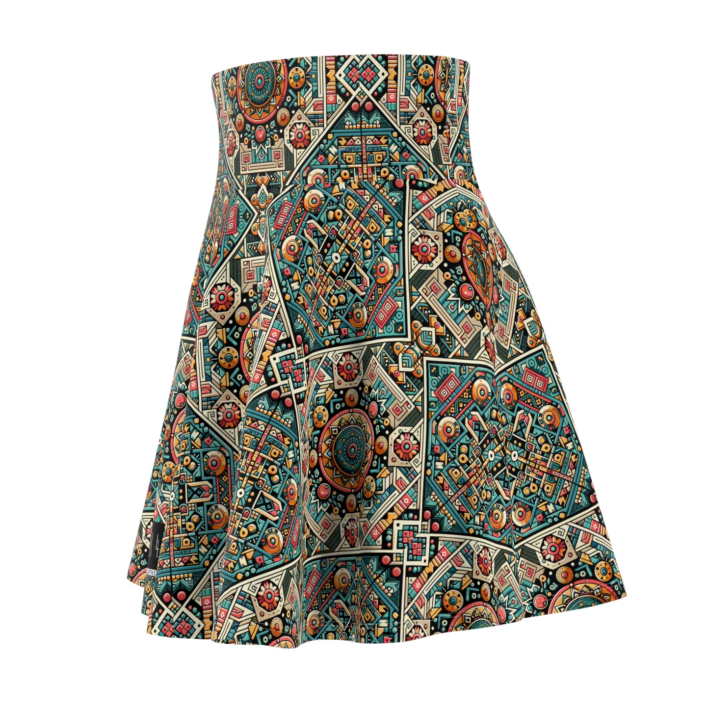 Cultural Fusion Tech Blend of Cultural Heritage With Tech-Inspired Elements Women's Skater Skirt - 8404 Design-74