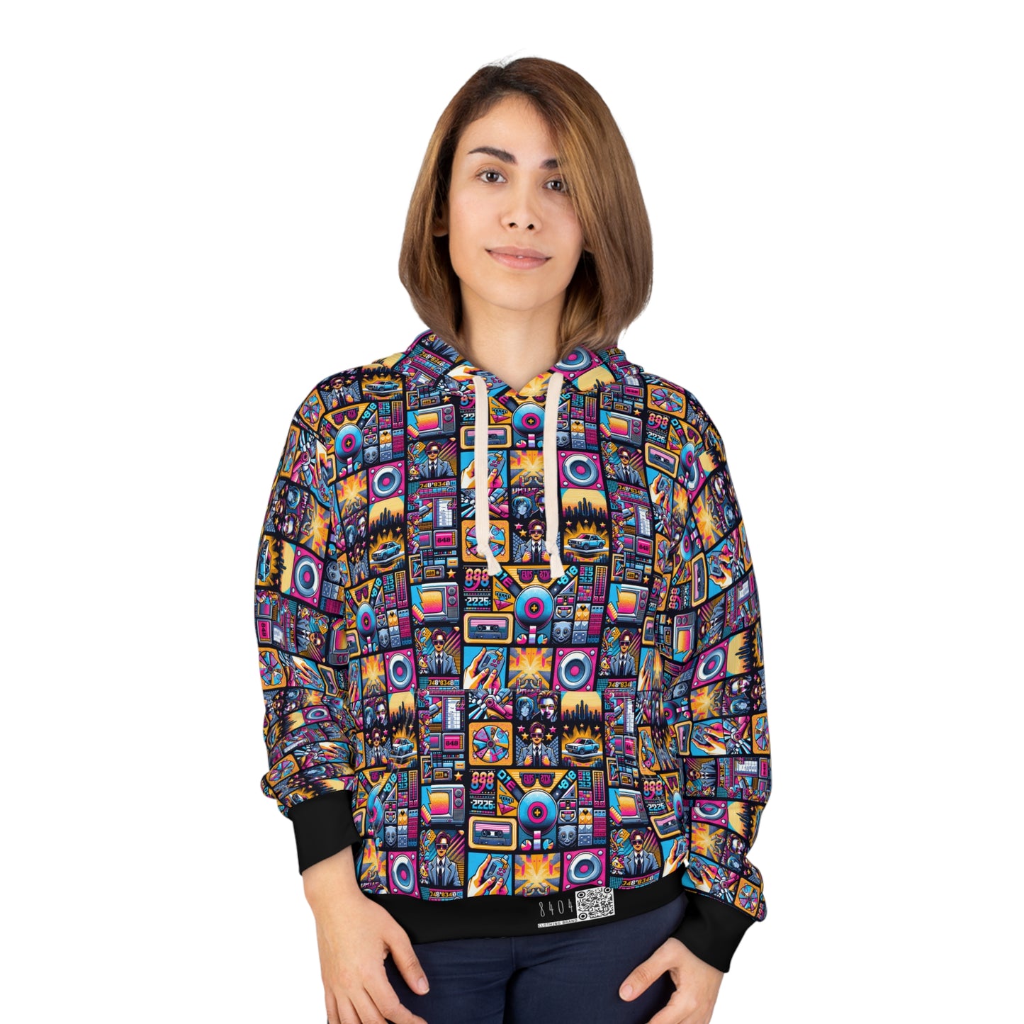 Digital Pop Culture Mashup Maximalist Pop Pullover Hoodie - 8404 Design-52
