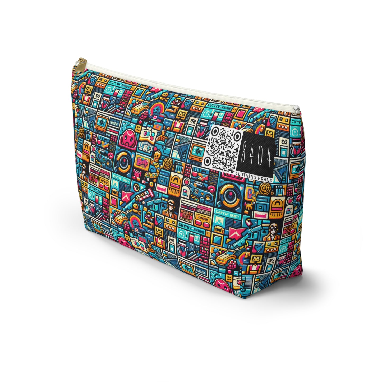 Digital Pop Culture Mashup Maximalist Pop Accessory Pouch W T-bottom - 8404 Design-47