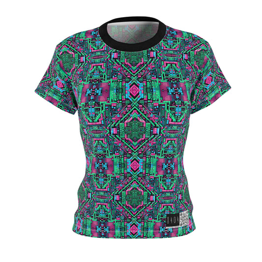 Digital Glitch Vibes Tech-Inspired Streetwear Women's Cut & Sew Tee - 8404 Design-71