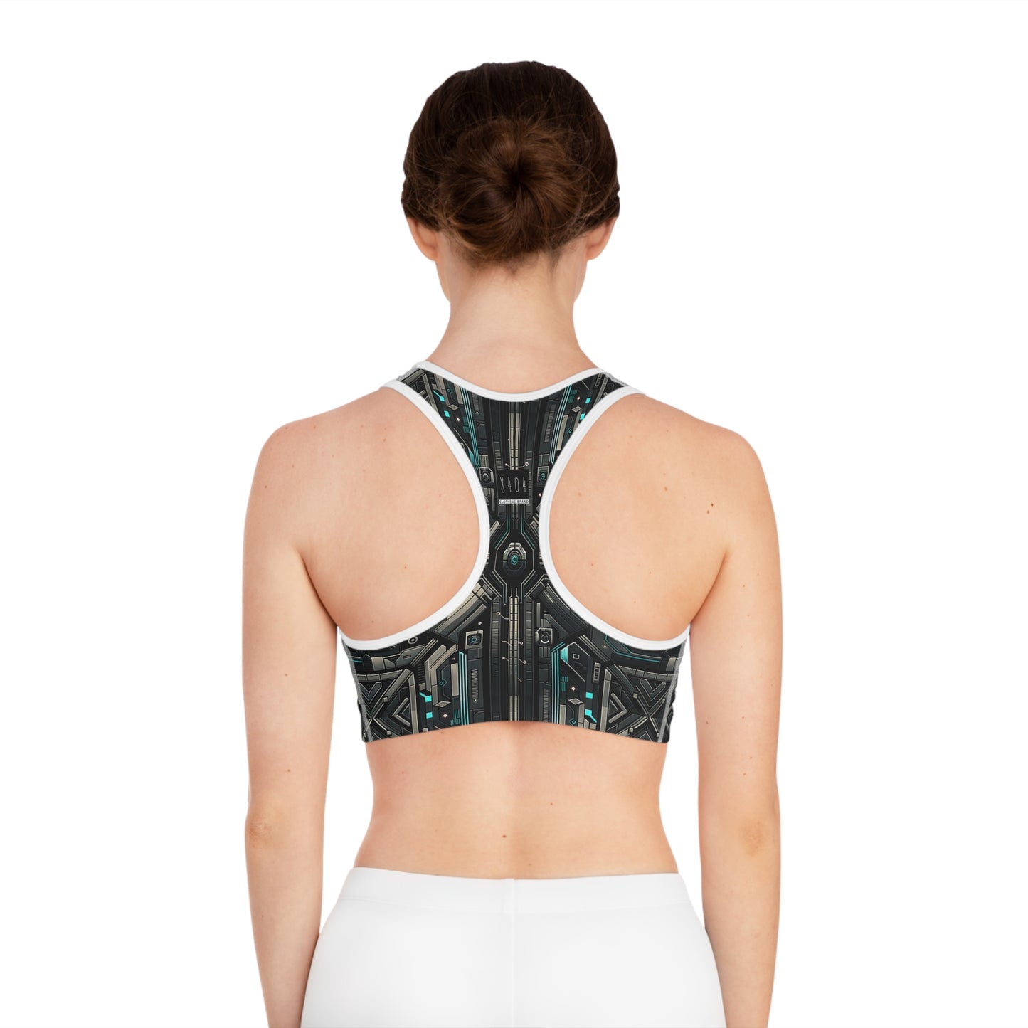 Tech Noir Futuristic Tech Aesthetic with a Dark Twist Sports Bra - 8404 Design-59