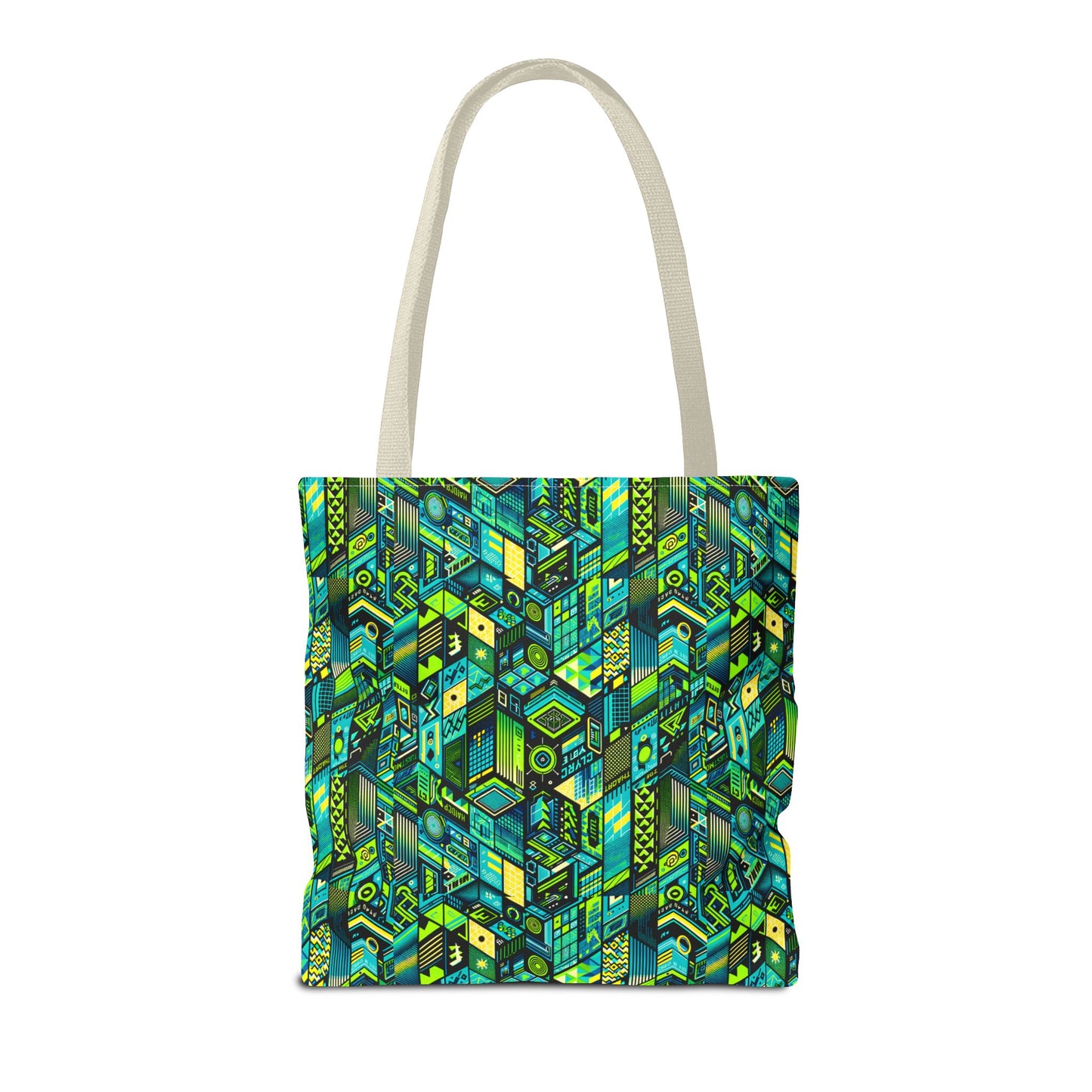 Tech-Infused Neon Tech-Forward Streetwear Tote Bag - 8404 Design-61