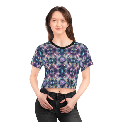 Iridescent Tech Fusion Tech-Forward Streetwear Crop Tee - 8404 Design-61