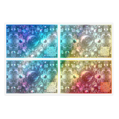 Galactic Hues Tech-Forward Cosmic Fusion Sticker Sheets - 8404 Design-59
