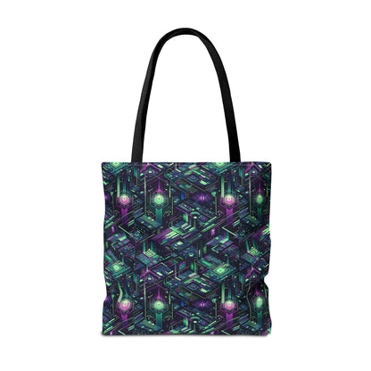 Tech Noir Aesthetics Tech-Forward Urban Dystopia Tote Bag - 8404 Design-43