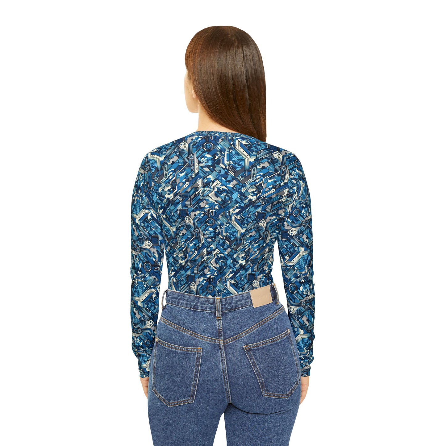 Tech Urban Camo Tech-Forward Streetwear With a Futuristic Military Edge Women's Long Sleeve V-Neck Shirt - 8404 Design-39