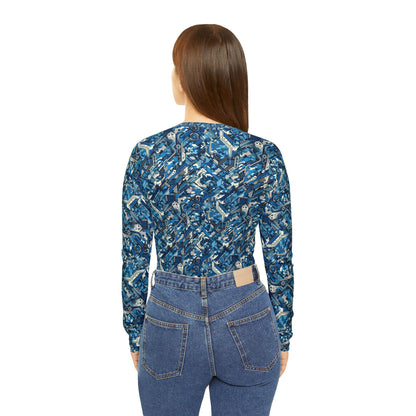 Tech Urban Camo Tech-Forward Streetwear With a Futuristic Military Edge Women's Long Sleeve V-Neck Shirt - 8404 Design-39