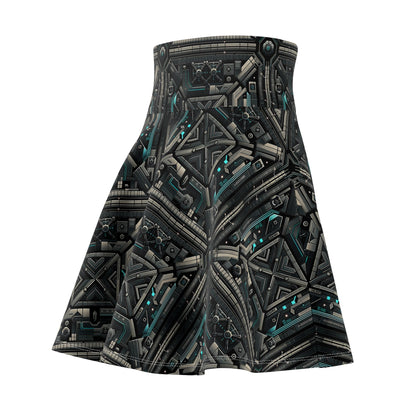 Tech Noir Futuristic Tech Aesthetic with a Dark Twist Women's Skater Skirt - 8404 Design-59