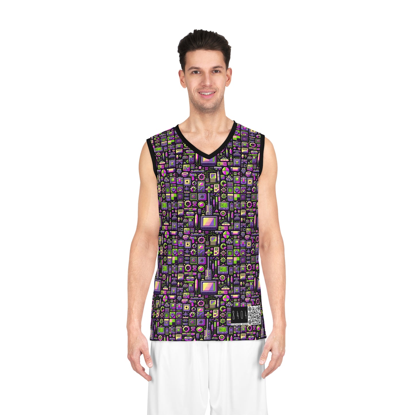 Digital Nostalgia Remix Modern Vintage Fusion Basketball Jersey - 8404 Design-67