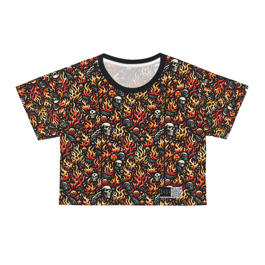 Flame Graphics Maximalist Streetwear Crop Tee - 8404 Design-76