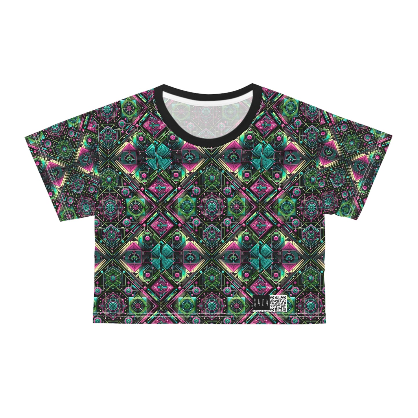 Tech-Infused Graphics Tech-Forward Streetwear Crop Tee - 8404 Design-45