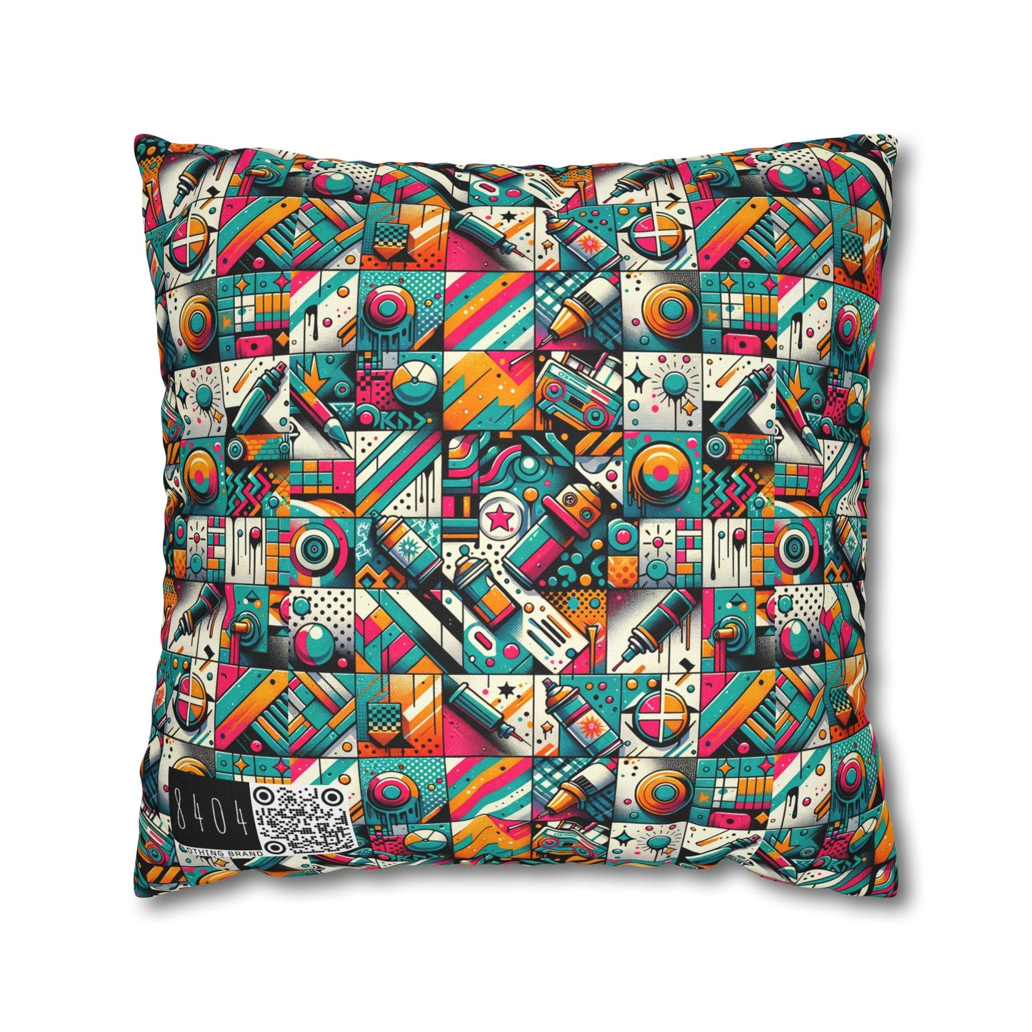 Graffiti Fusion Modern Street Art Fusion Spun Polyester Square Pillowcase - 8404 Design-58
