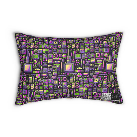 Digital Nostalgia Remix Modern Vintage Fusion Spun Polyester Lumbar Pillow - 8404 Design-67 B